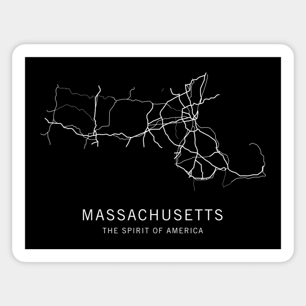 Massachusetts State Road Map Sticker by ClarkStreetPress